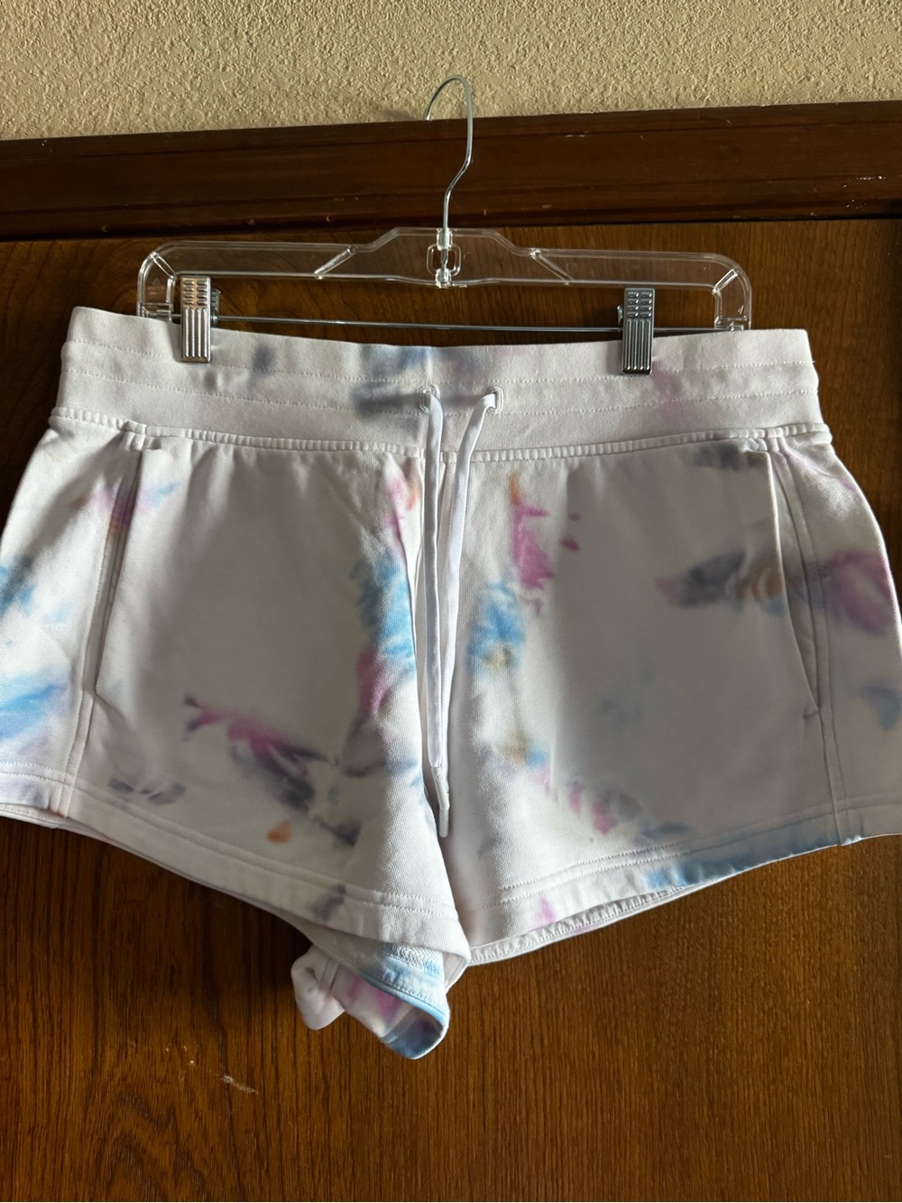 lululemon athletica White Tie-Dye Athletic Shorts with Pastel Accents